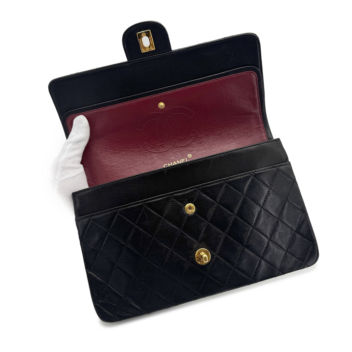 CHANEL VINTAGE MATELASSE CHAIN SHOULDER BAG BLACK LAMB SKIN 90276883