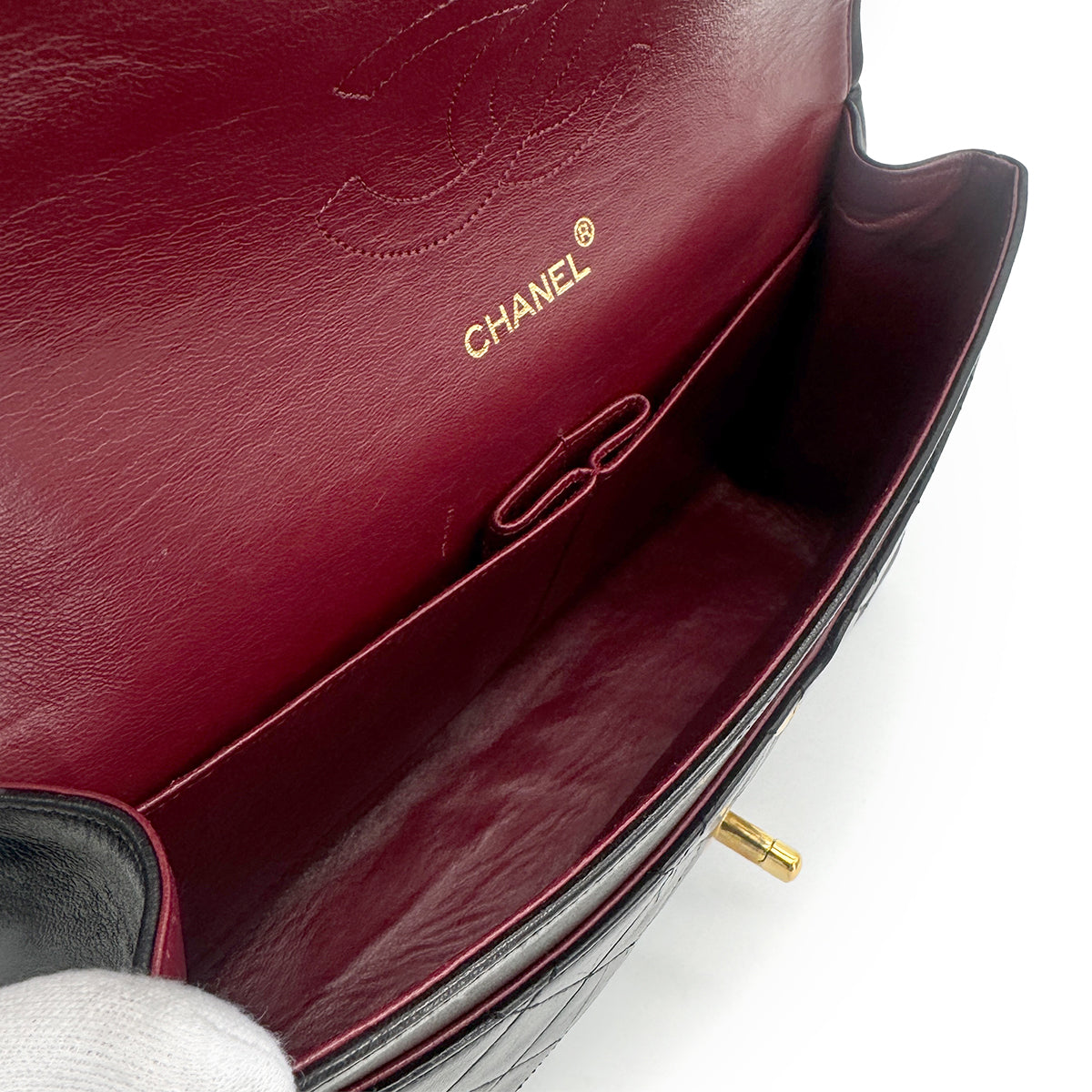 CHANEL VINTAGE MATELASSE CHAIN SHOULDER BAG BLACK LAMB SKIN 90276883