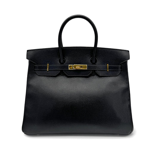 HERMES BIRKIN 35 BLACK ARDENNES HAND BAG 〇Z GHW 90276884