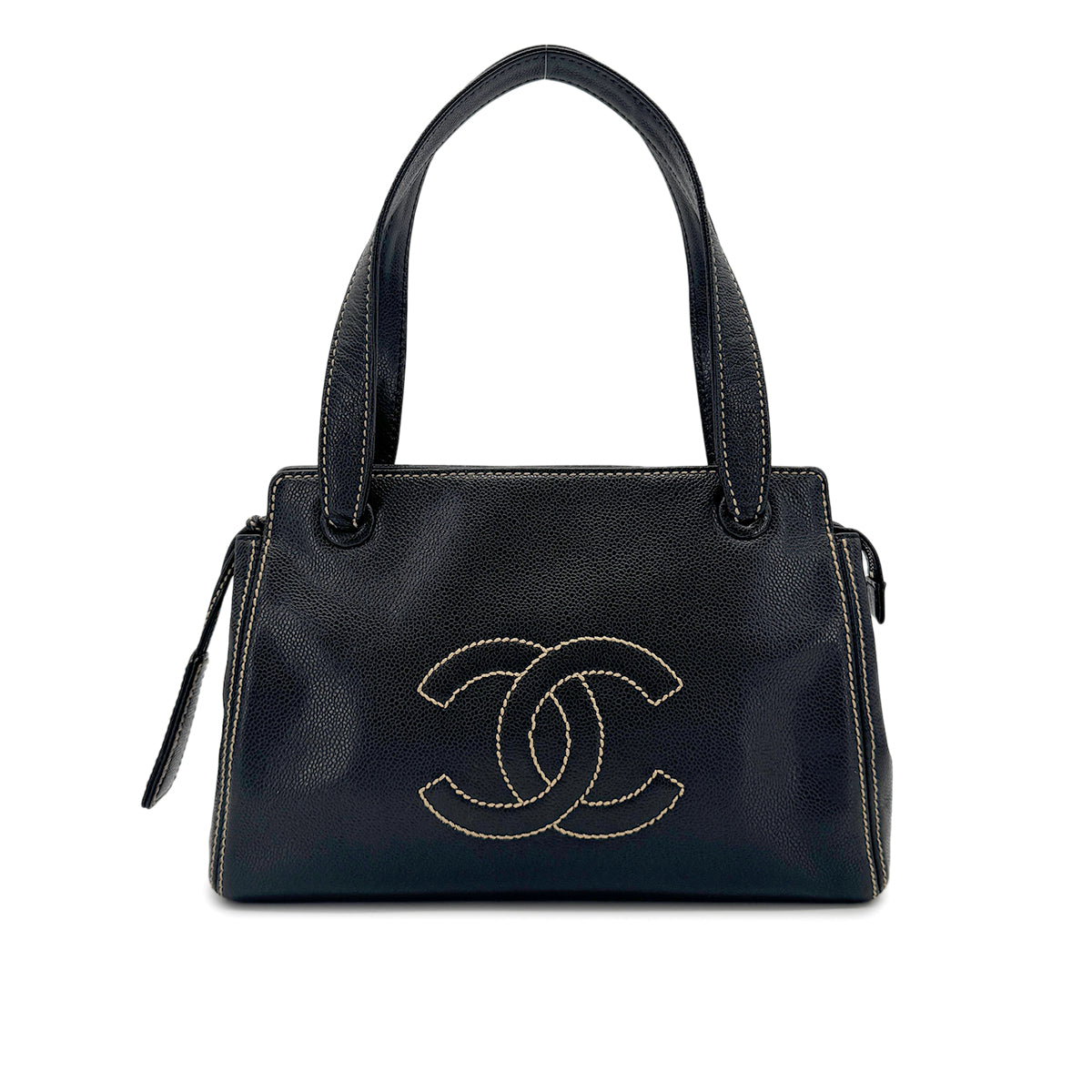 CHANEL VINTAGE WILD STITCH COCOMARK HAND SHOULDER BAG BLACK CAVIAR SKIN 90276885