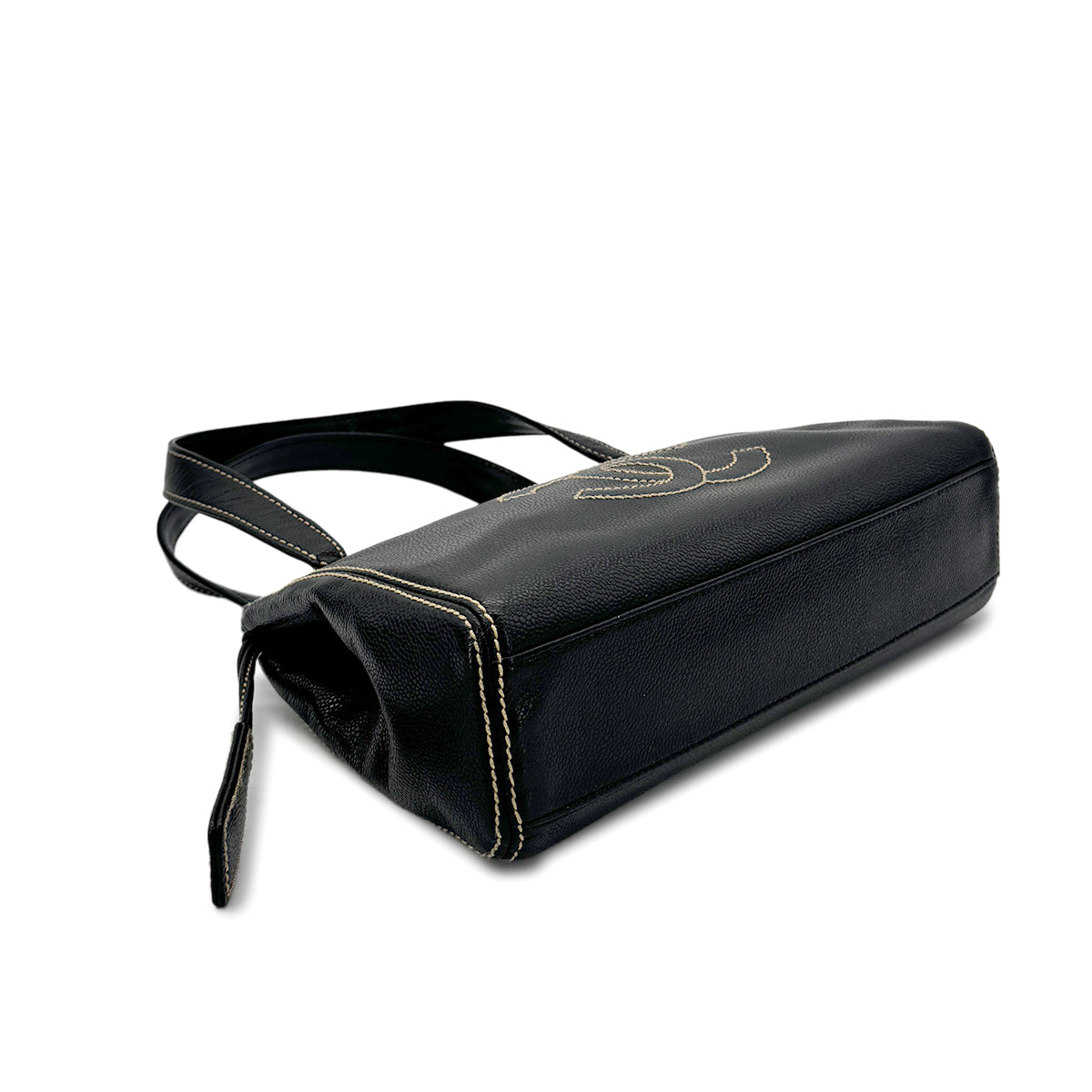 CHANEL VINTAGE WILD STITCH COCOMARK HAND SHOULDER BAG BLACK CAVIAR SKIN 90276885