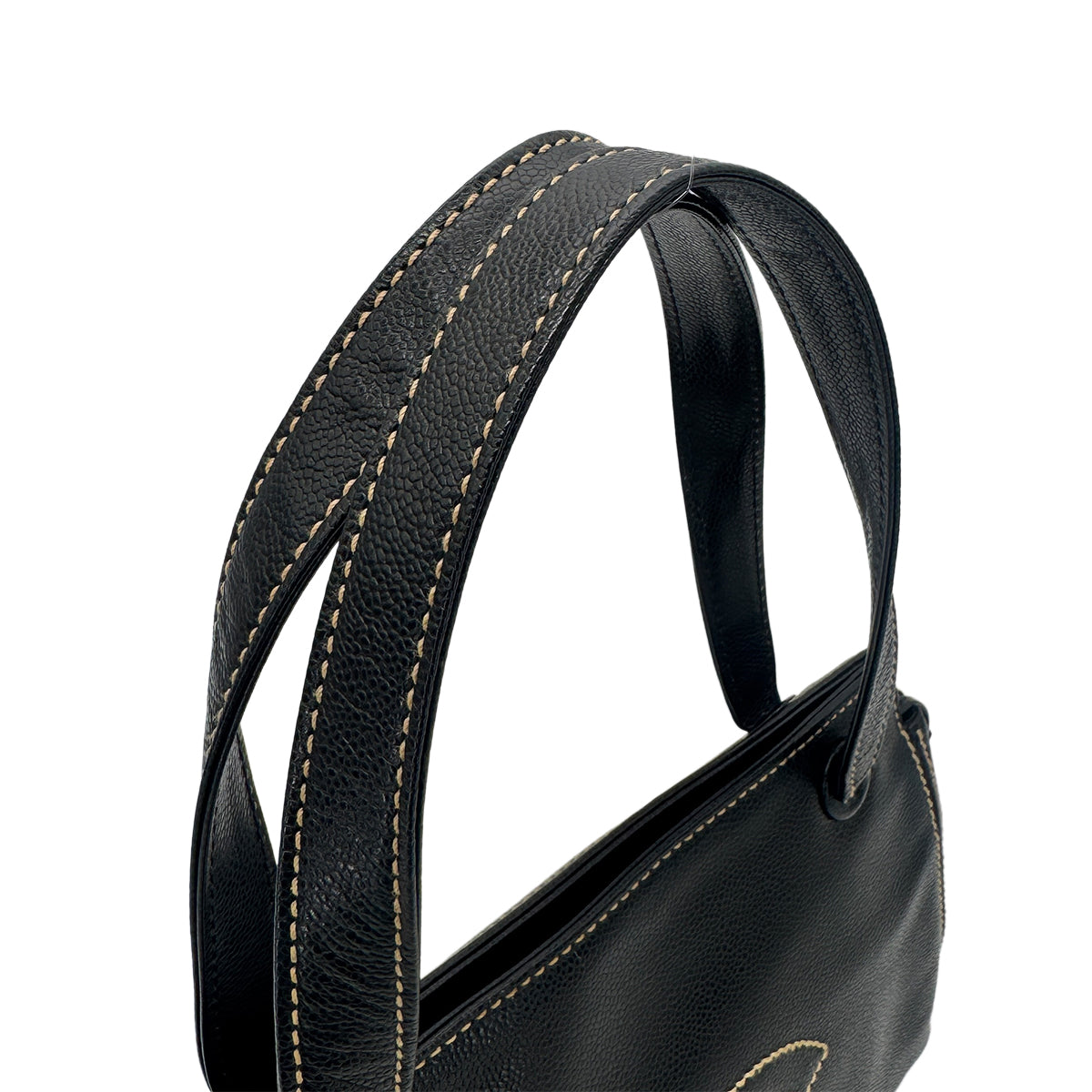 CHANEL VINTAGE WILD STITCH COCOMARK HAND SHOULDER BAG BLACK CAVIAR SKIN 90276885