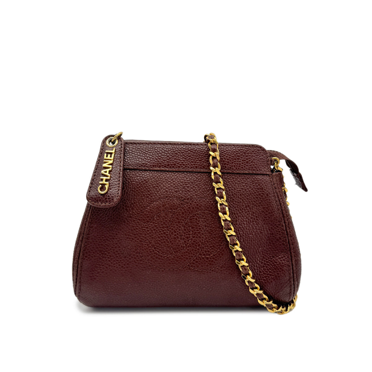 CHANEL VINTAGE COCOMARK CHAIN SHOULDER BAG BROWN CAVIAR SKIN 90277071