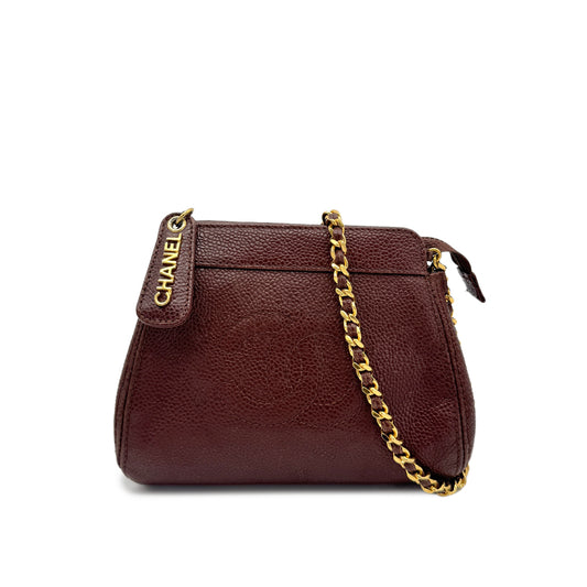 CHANEL VINTAGE COCOMARK CHAIN SHOULDER BAG BROWN CAVIAR SKIN 90277071