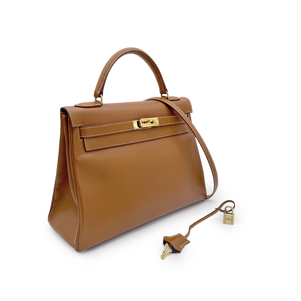 HERMES KELLY 32 RETOURNE GOLD COUCHEVEL HAND SHOULDER BAG □A GHW 90277076