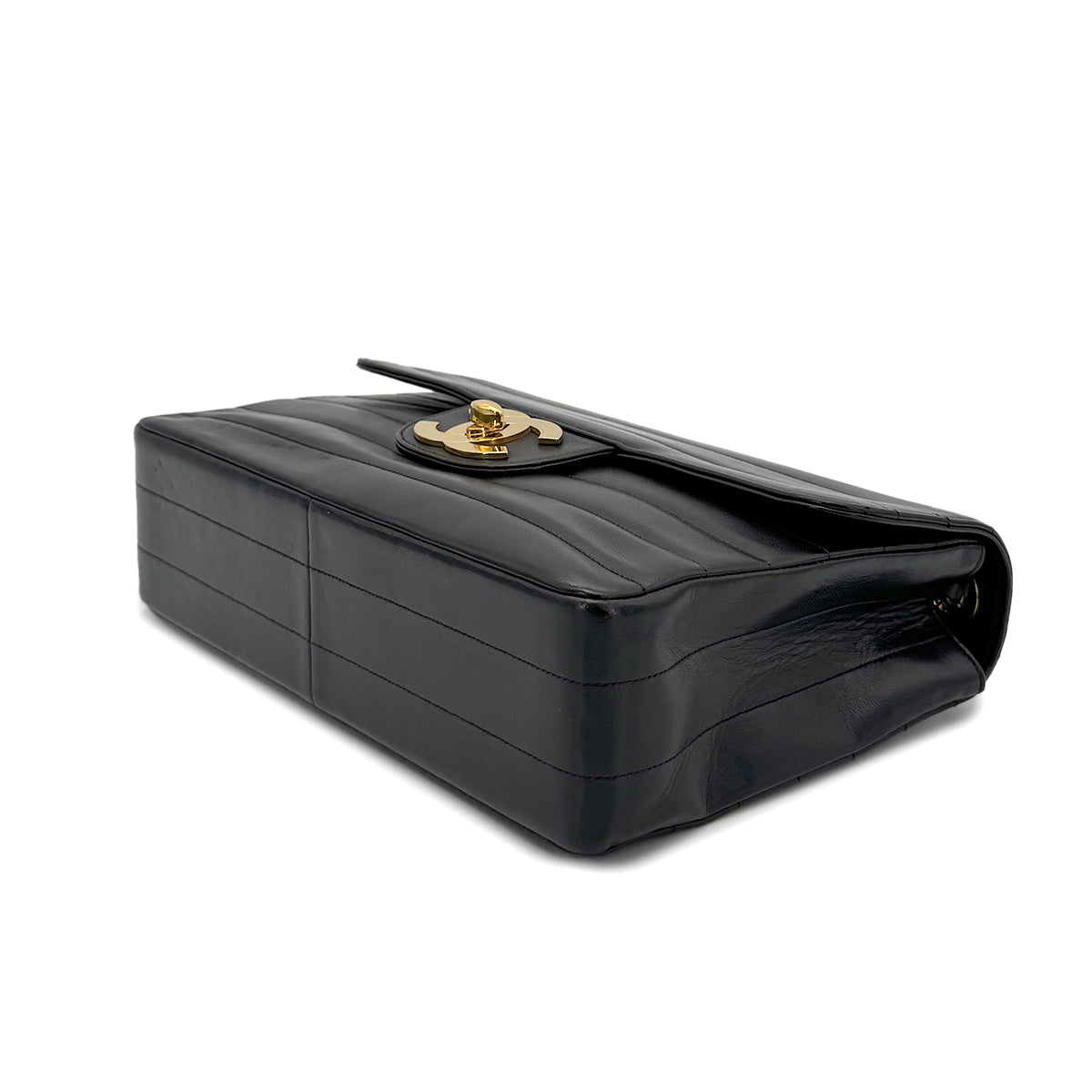 CHANEL VINTAGE MADEMOISELLE CHAIN SHOULDER BAG BLACK LAMB SKIN 90277080