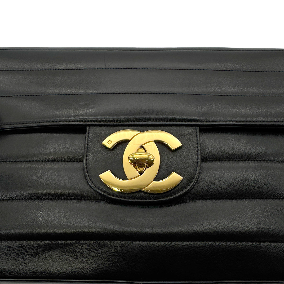 CHANEL VINTAGE MADEMOISELLE CHAIN SHOULDER BAG BLACK LAMB SKIN 90277080