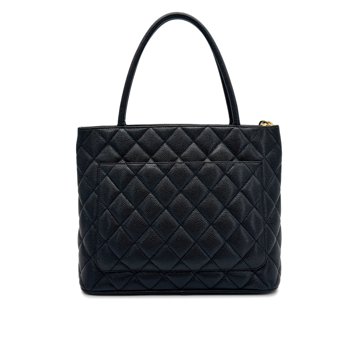 CHANEL VINTAGE MEDALLION TOTE BAG BLACK CAVIAR SKIN 90277083