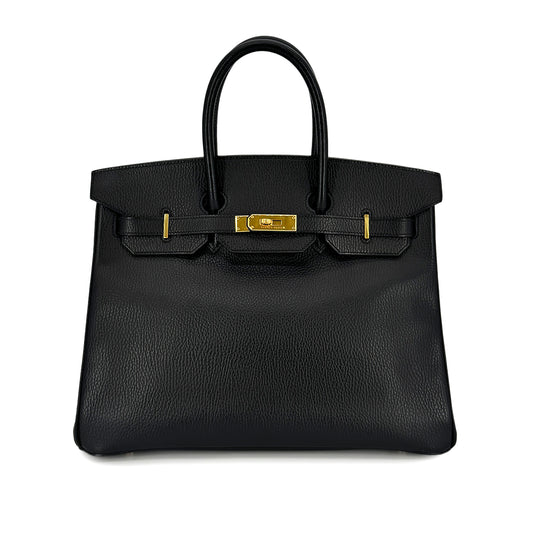 HERMES BIRKIN 35 BLACK ARDENNES HAND BAG □D GHW 90277084