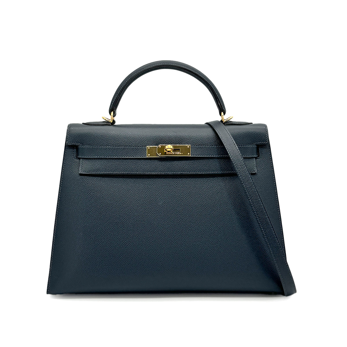 HERMES KELLY 32 SELLIER BLUE INDIGO EPSOM HAND SHOULDER BAG □G 90277085