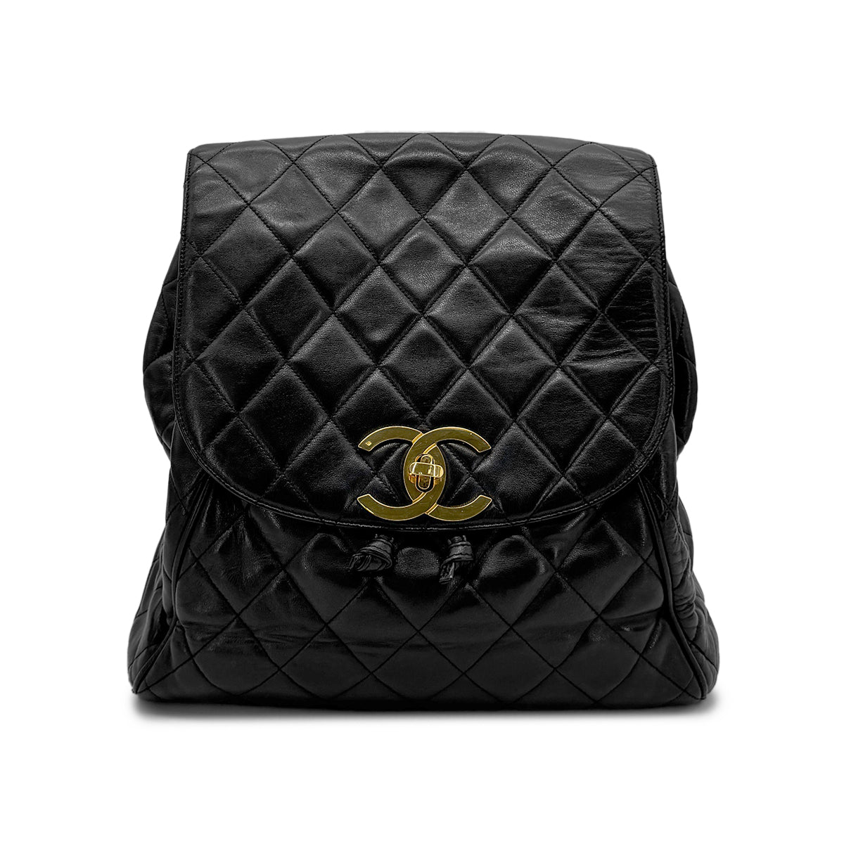 CHANEL VINTAGE MATELASSE COCOMARK CHAIN BACKPACK BLACK LAMB SKIN 90277086