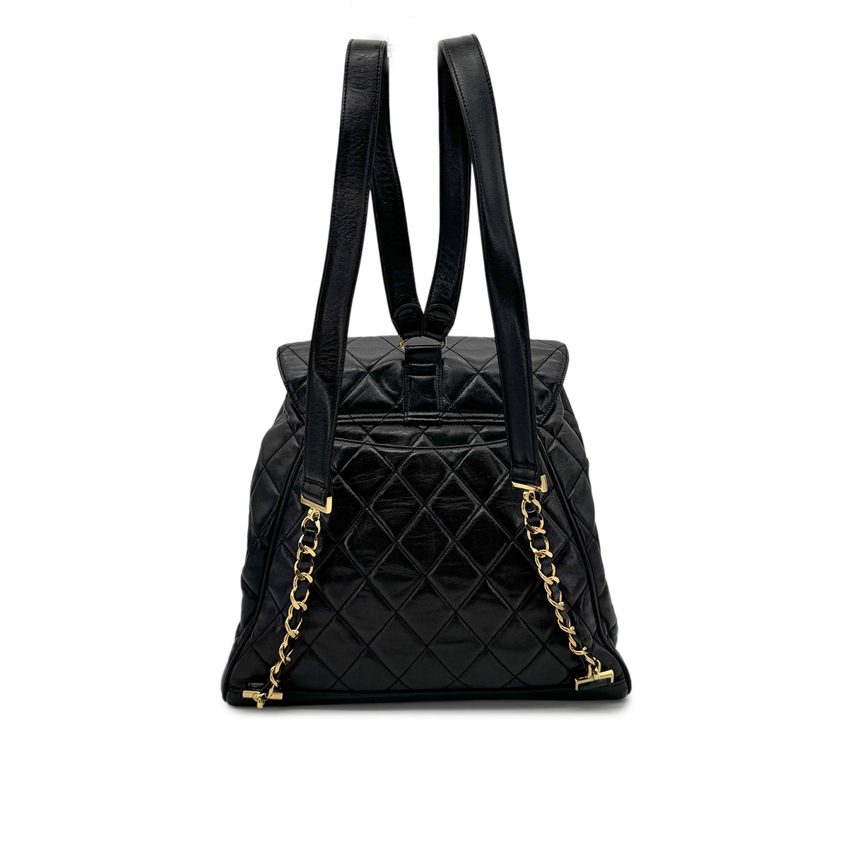 CHANEL VINTAGE MATELASSE COCOMARK CHAIN BACKPACK BLACK LAMB SKIN 90277086