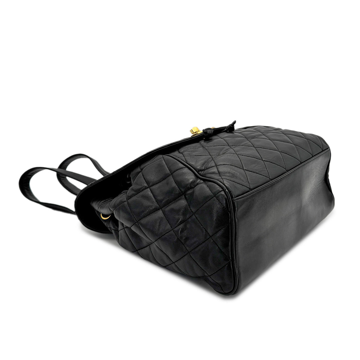 CHANEL VINTAGE MATELASSE COCOMARK CHAIN BACKPACK BLACK LAMB SKIN 90277086