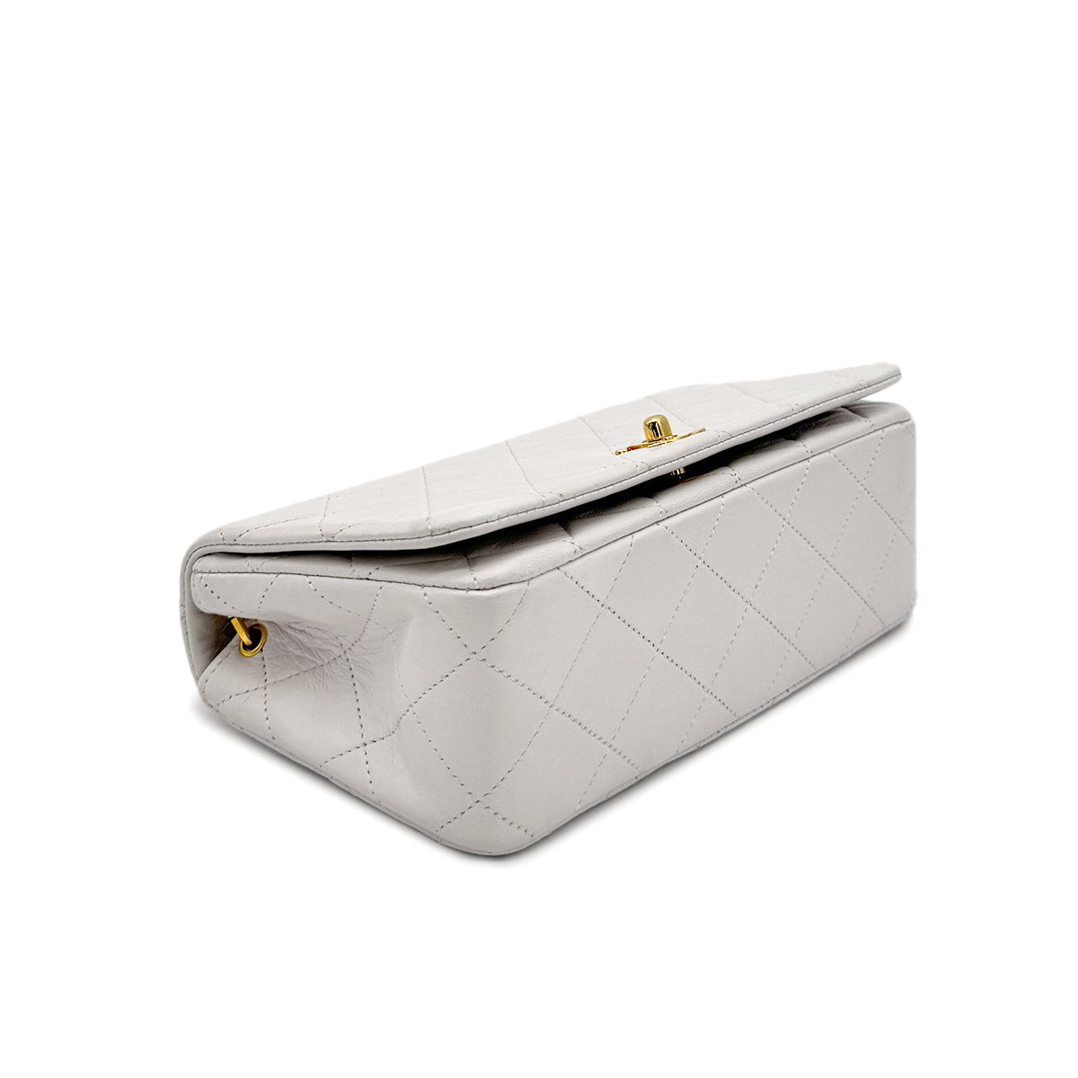 CHANEL VINTAGE FULL FLAP CHAIN SHOULDER BAG WHITE LAMB SKIN 90277088