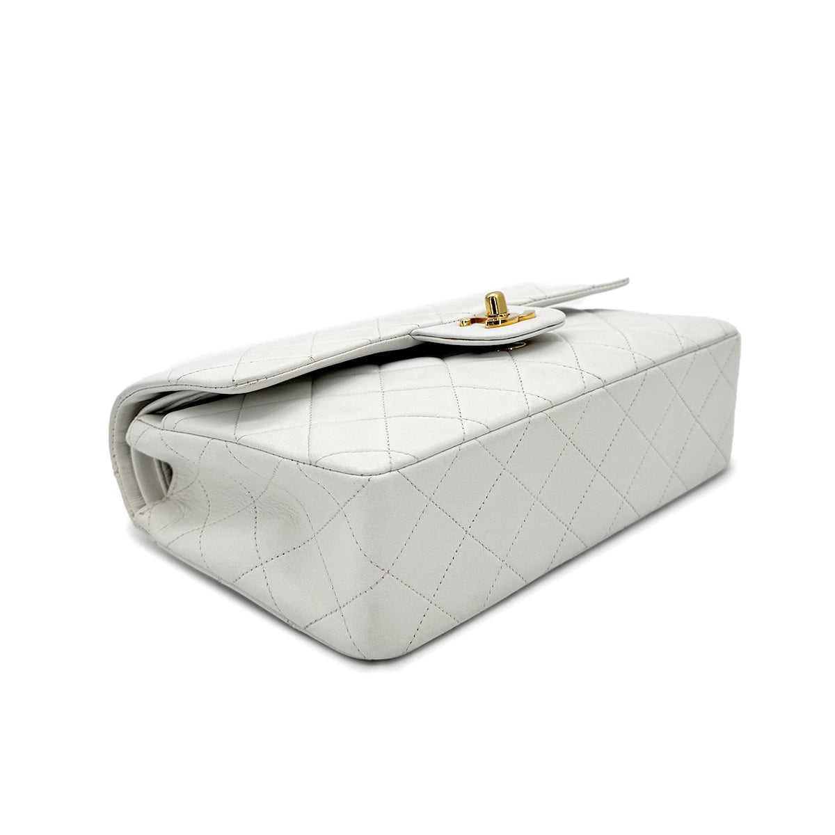 CHANEL VINTAGE CLASSIC FLAP SMALL CHAIN SHOULDER BAG WHITE LAMB SKIN 90277236