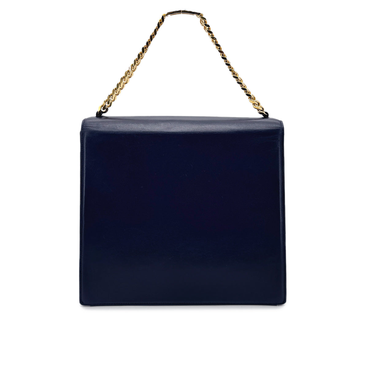 CHANEL VINTAGE COCOMARK CHAIN HAND BAG  NAVY LAMB SKIN 90277238