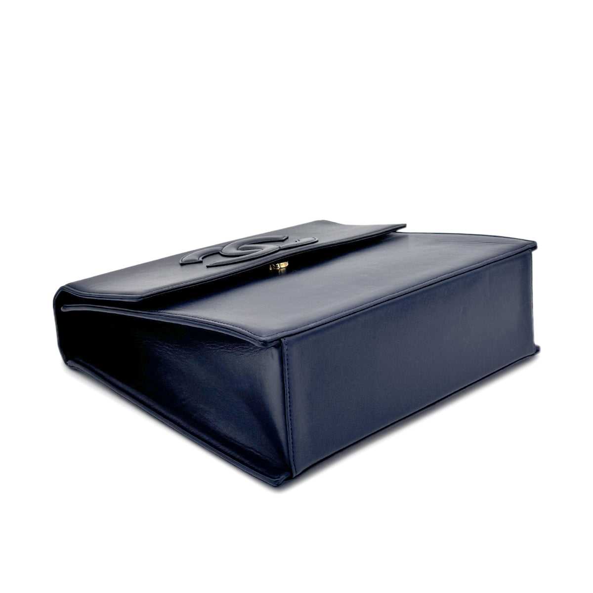 CHANEL VINTAGE COCOMARK CHAIN HAND BAG  NAVY LAMB SKIN 90277238