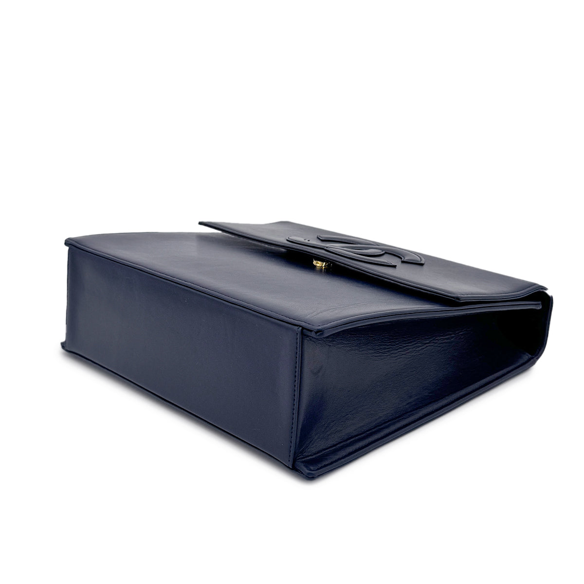 CHANEL VINTAGE COCOMARK CHAIN HAND BAG  NAVY LAMB SKIN 90277238