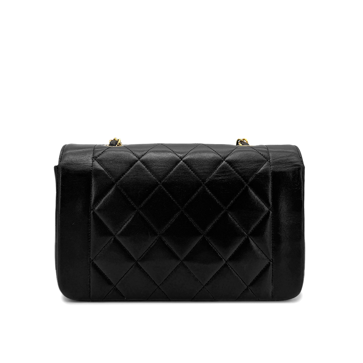 CHANEL VINTAGE DIANA SMALL CHAIN SHOULDER BAG BLACK LAMB SKIN 90277247