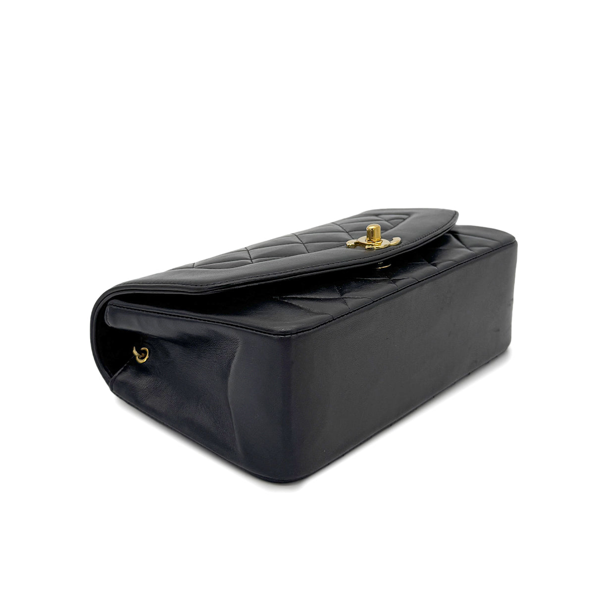 CHANEL VINTAGE DIANA SMALL CHAIN SHOULDER BAG BLACK LAMB SKIN 90277247