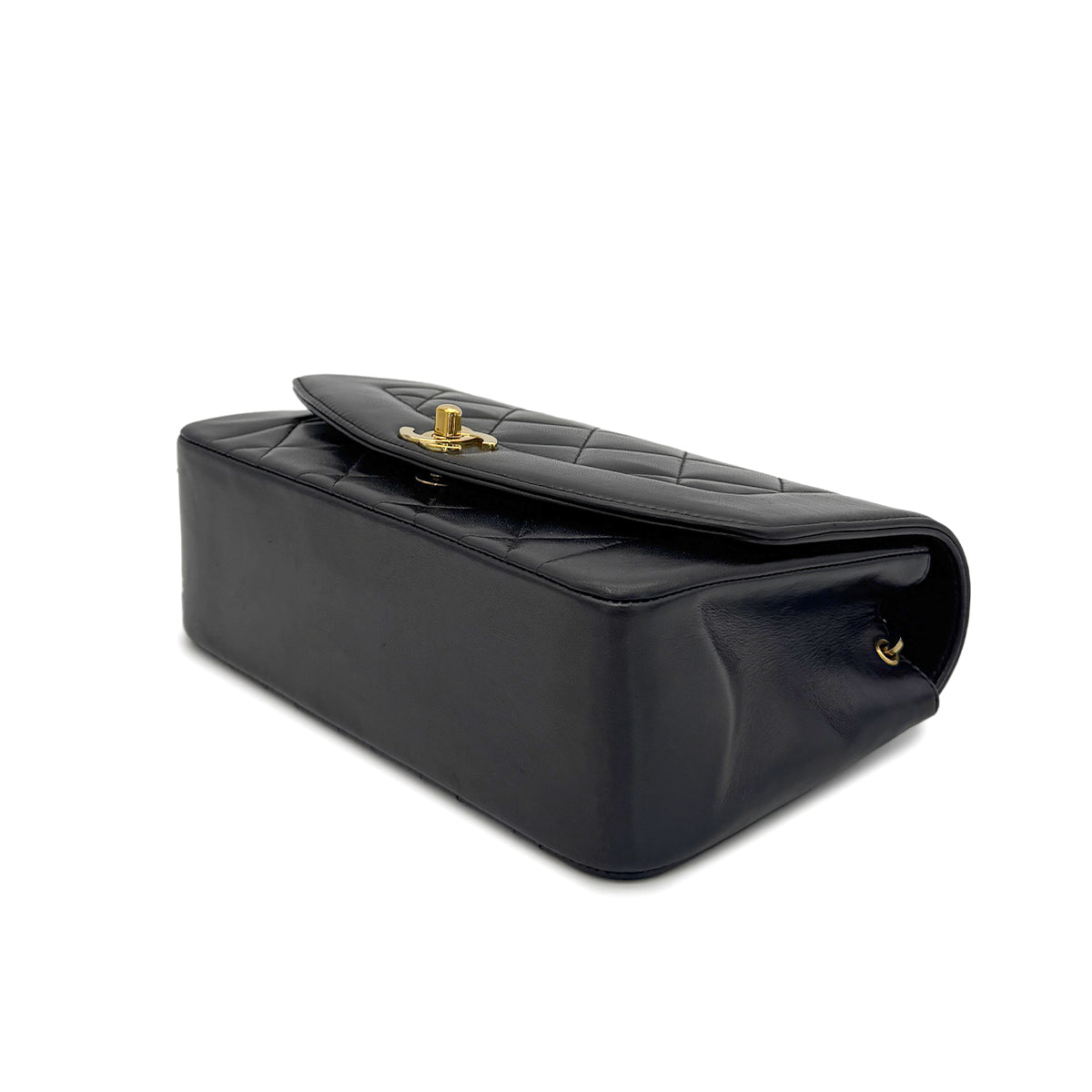 CHANEL VINTAGE DIANA SMALL CHAIN SHOULDER BAG BLACK LAMB SKIN 90277247