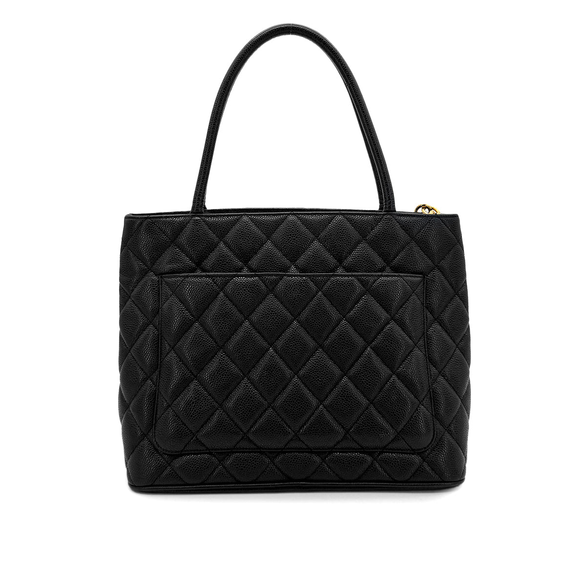 CHANEL VINTAGE MEDALLION TOTE BAG BLACK CAVIAR SKIN 90277272
