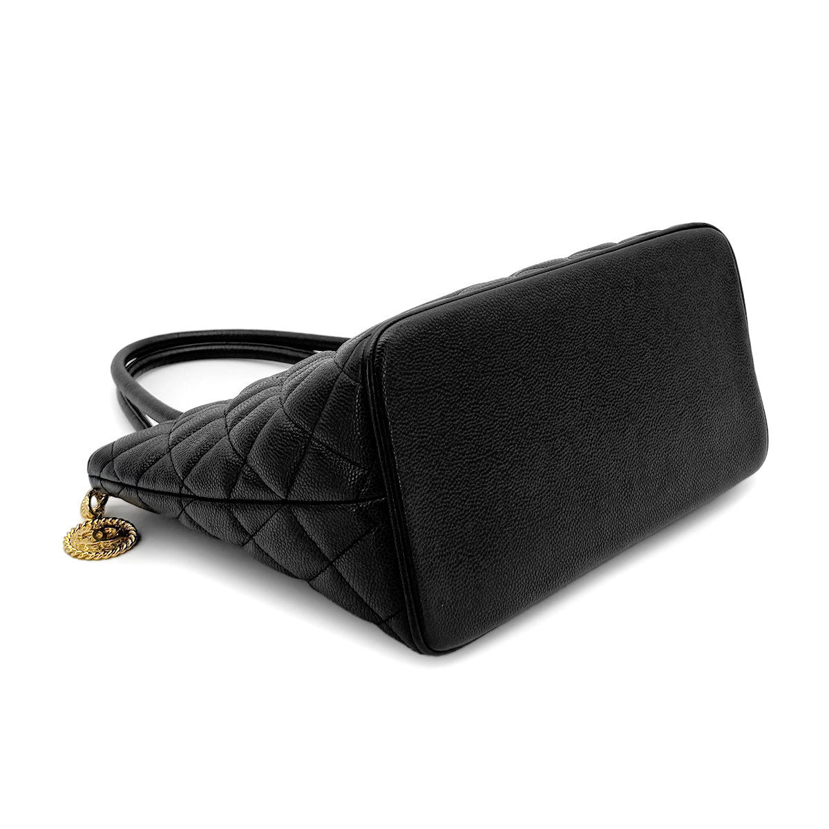 CHANEL VINTAGE MEDALLION TOTE BAG BLACK CAVIAR SKIN 90277272