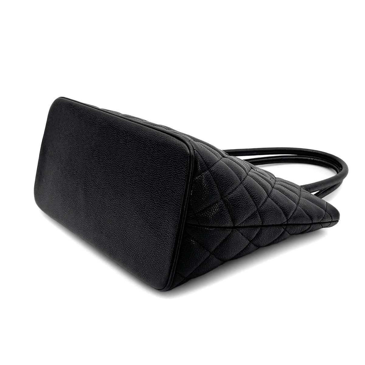 CHANEL VINTAGE MEDALLION TOTE BAG BLACK CAVIAR SKIN 90277272