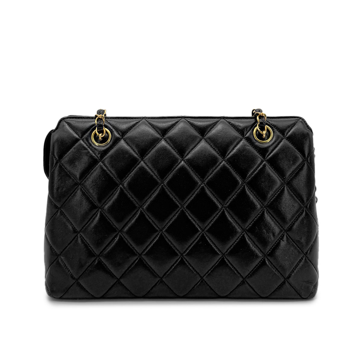 CHANEL VINTAGE MATELASSE CHAIN SHOULDER BAG BLACK LAMB SKIN 90277278