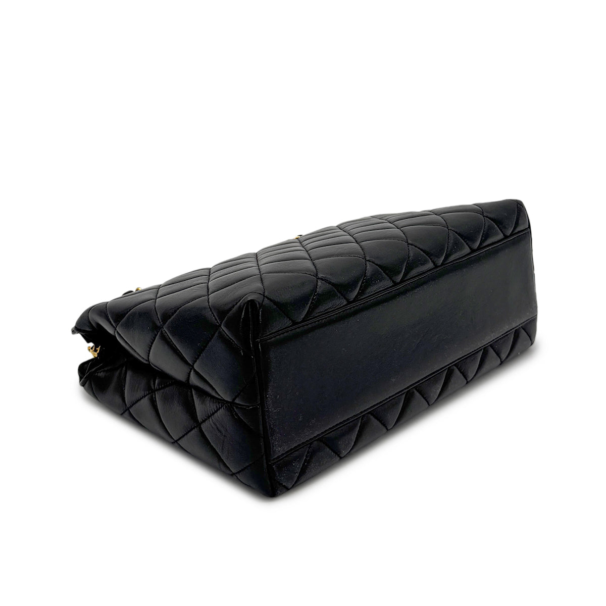 CHANEL VINTAGE MATELASSE CHAIN SHOULDER BAG BLACK LAMB SKIN 90277278