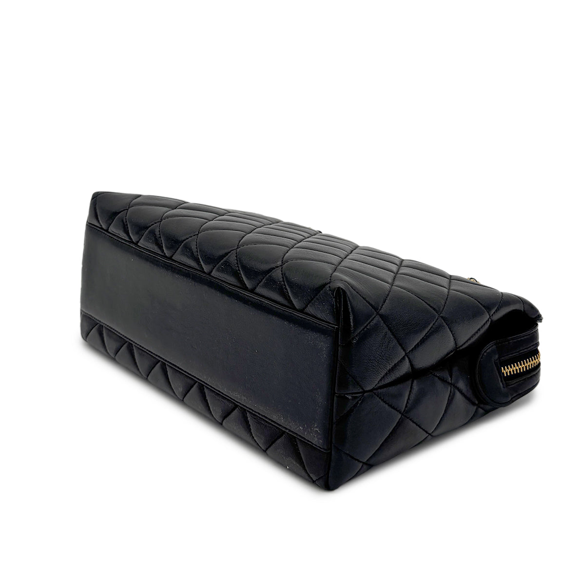 CHANEL VINTAGE MATELASSE CHAIN SHOULDER BAG BLACK LAMB SKIN 90277278