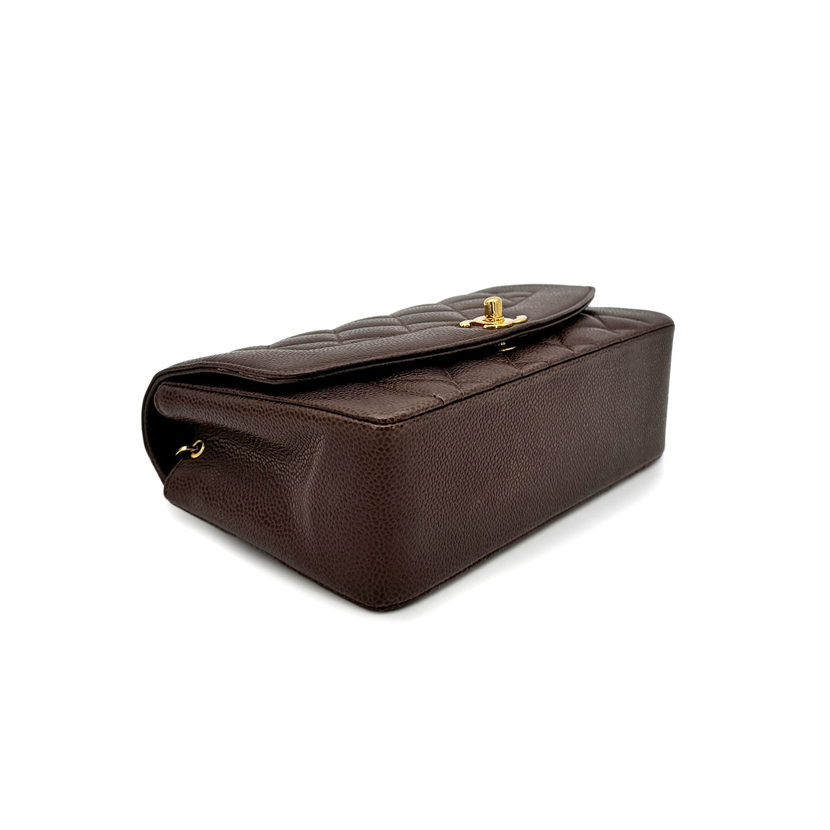 CHANEL VINTAGE DIANA SMALL CHAIN SHOULDER BAG BROWN CAIVAR SKIN 90277279