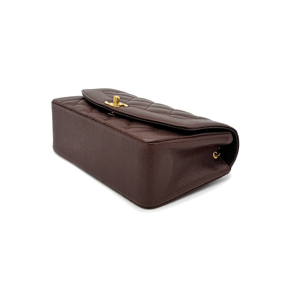 CHANEL VINTAGE DIANA SMALL CHAIN SHOULDER BAG BROWN CAIVAR SKIN 90277279