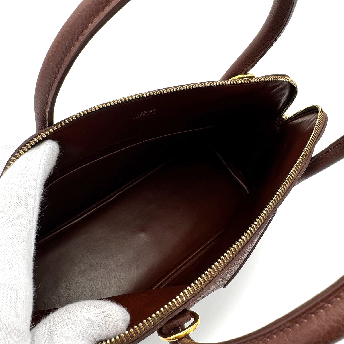 HERMES BOLIDE 31 BROWN TOGO HAND SHOULDER BAG □E GHW 90277283