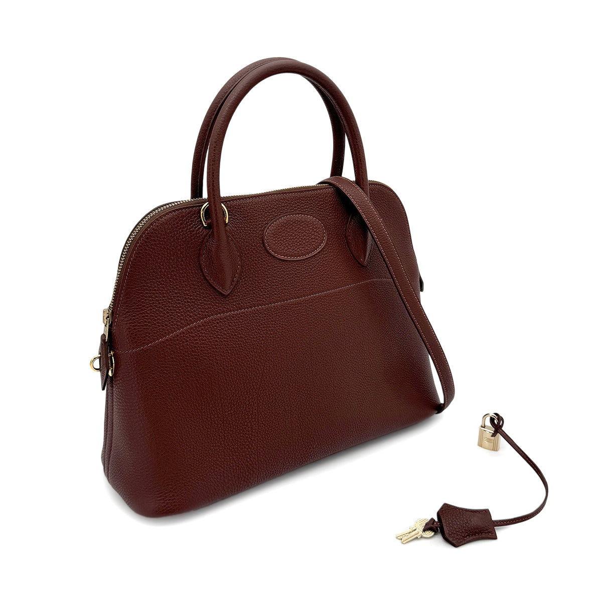HERMES BOLIDE 31 BROWN TOGO HAND SHOULDER BAG □E GHW 90277283