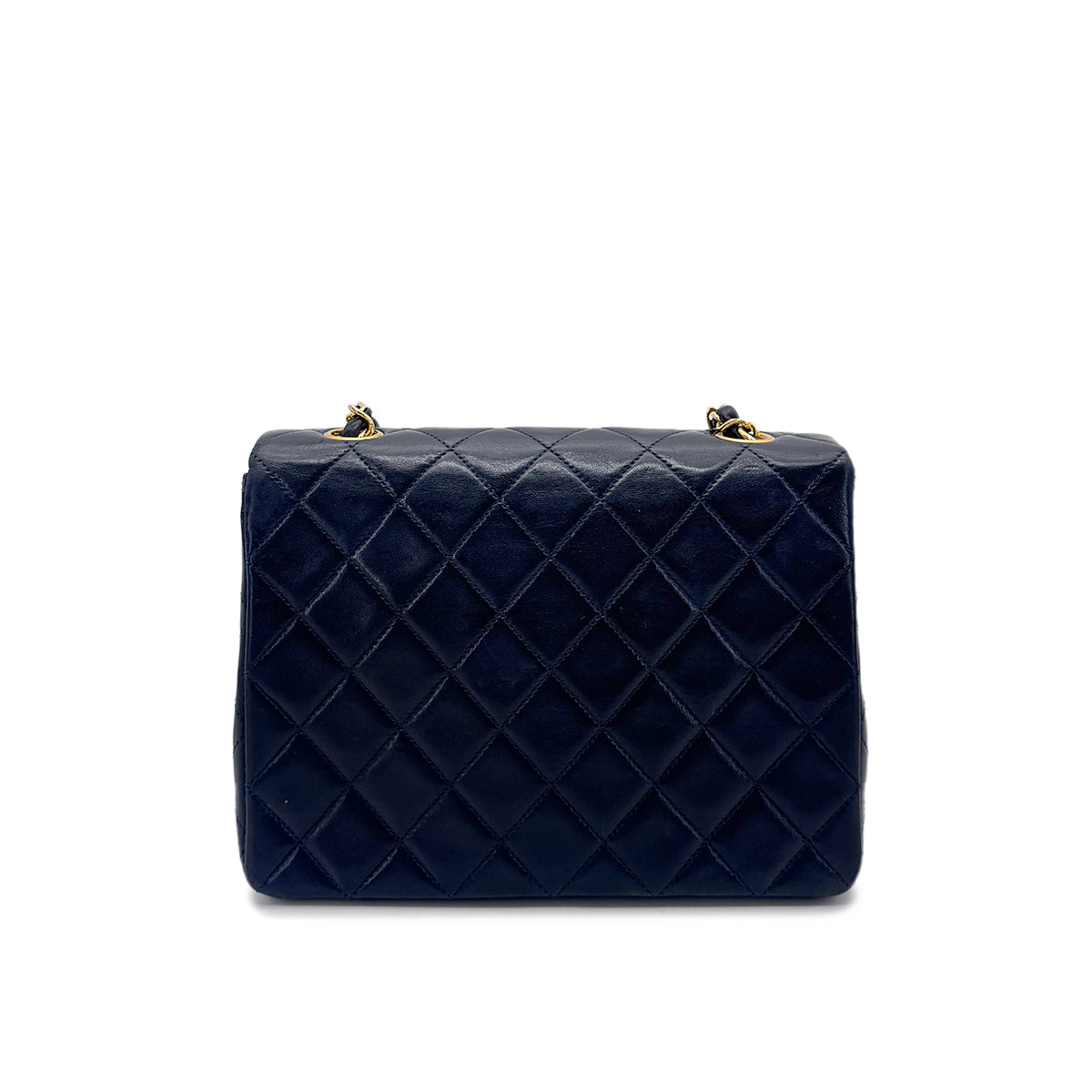CHANEL VINTAGE MINI MATELASSE CHAIN SHOULDER BAG NAVY LAMB SKIN 90277291