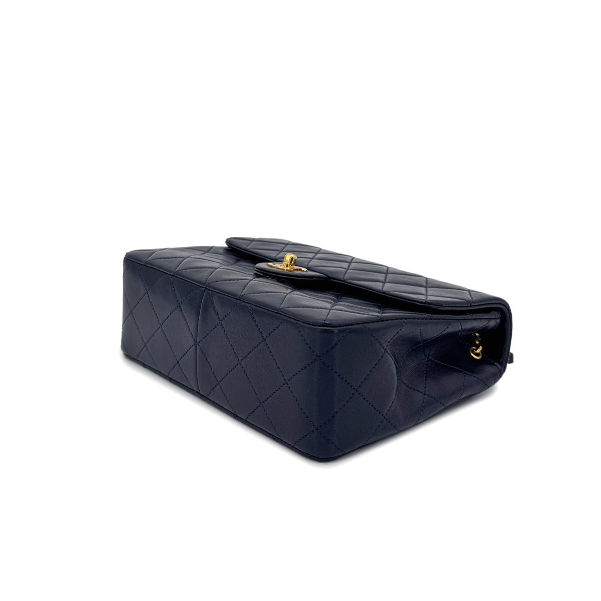 CHANEL VINTAGE MINI MATELASSE CHAIN SHOULDER BAG NAVY LAMB SKIN 90277291