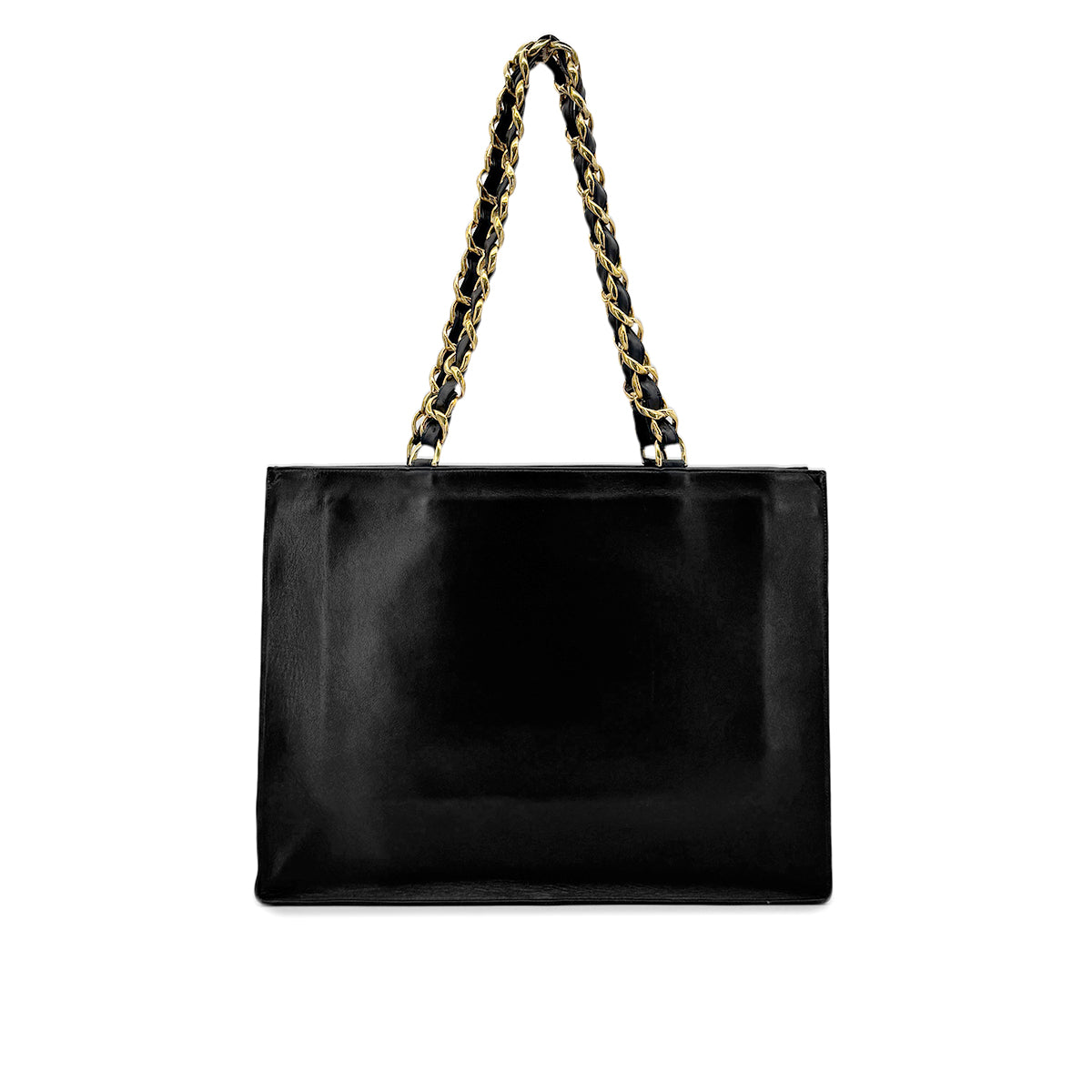 CHANEL VINTAGE COCOMARK CHAIN TOTE BAG BLACK LAMB SKIN 90277324