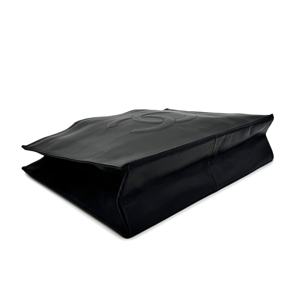 CHANEL VINTAGE COCOMARK CHAIN TOTE BAG BLACK LAMB SKIN 90277324