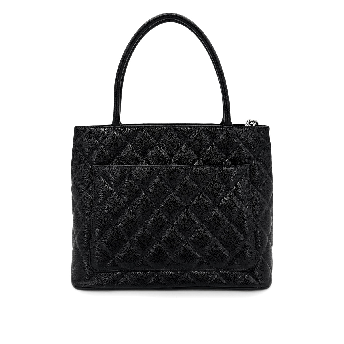 CHANEL VINTAGE MEDALLION TOTE BAG BLACK CAVIAR SKIN 90277325