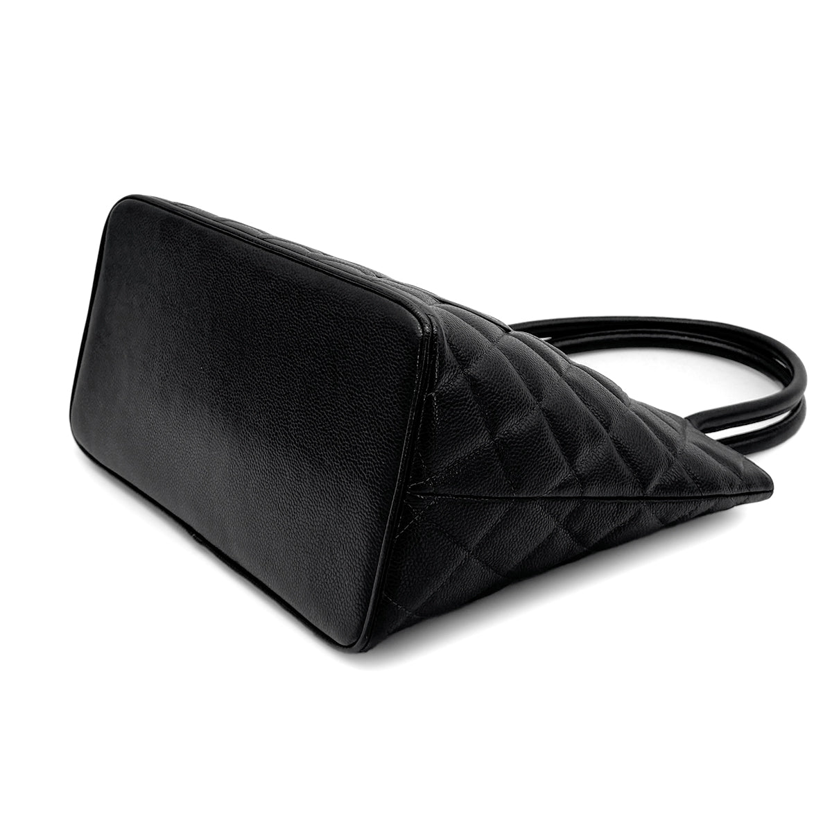 CHANEL VINTAGE MEDALLION TOTE BAG BLACK CAVIAR SKIN 90277325