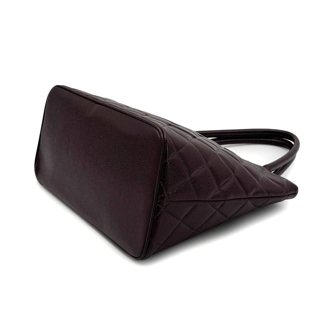 CHANEL VINTAGE MEDALLION TOTE BAG DARK BROWN CAVIAR SKIN 90277326