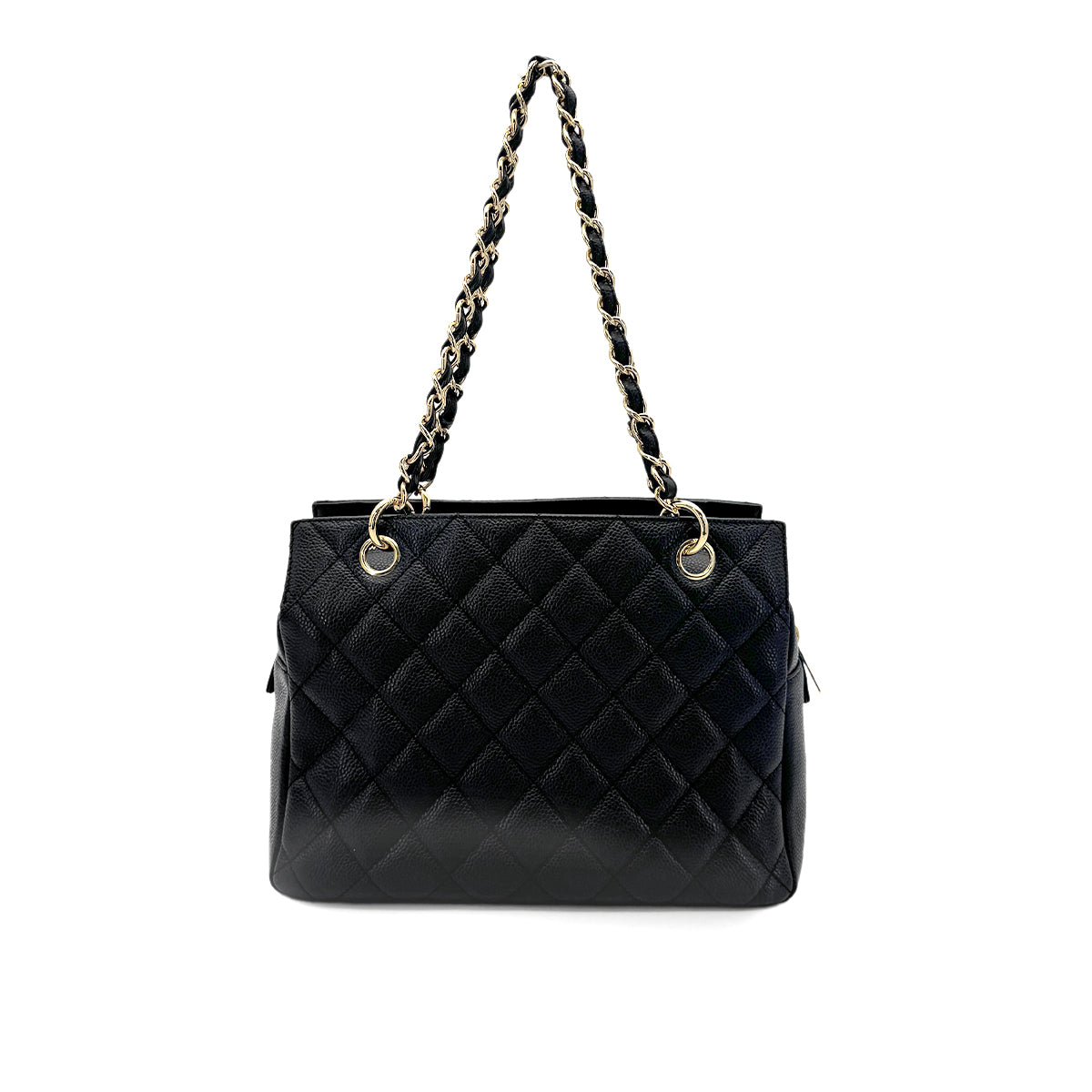 CHANEL VINTAGE MATELASSE COCOMARK CHAIN SHOULDER BAG BLACK CAVIR SKIN 90277333