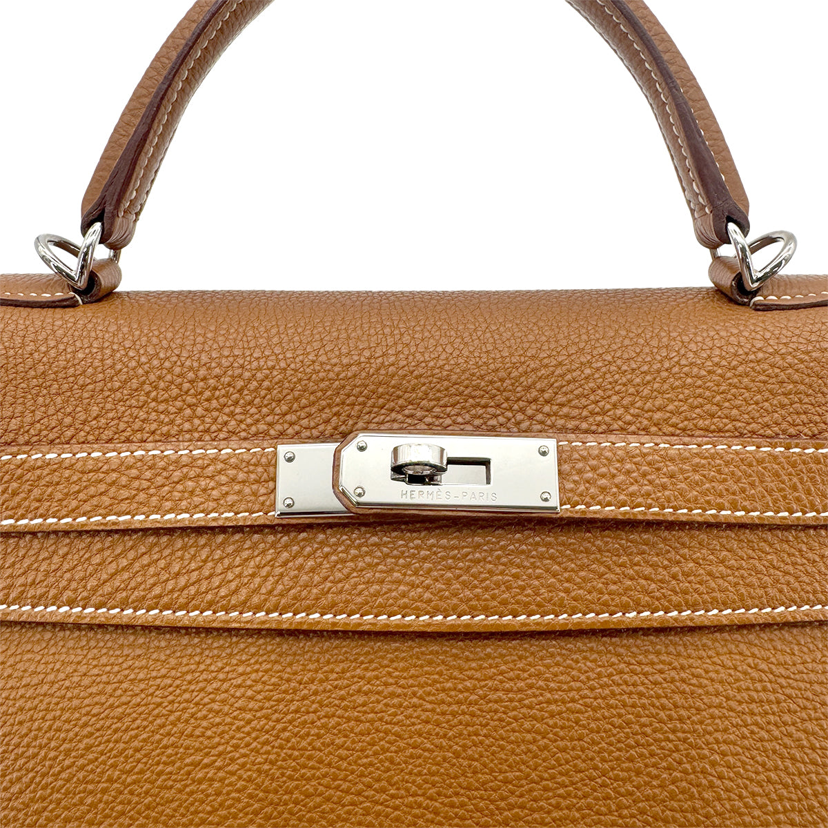HERMES KELLY 32 RETOURNE GOLD TOGO HAND SHOULDER BAG □K 90277338