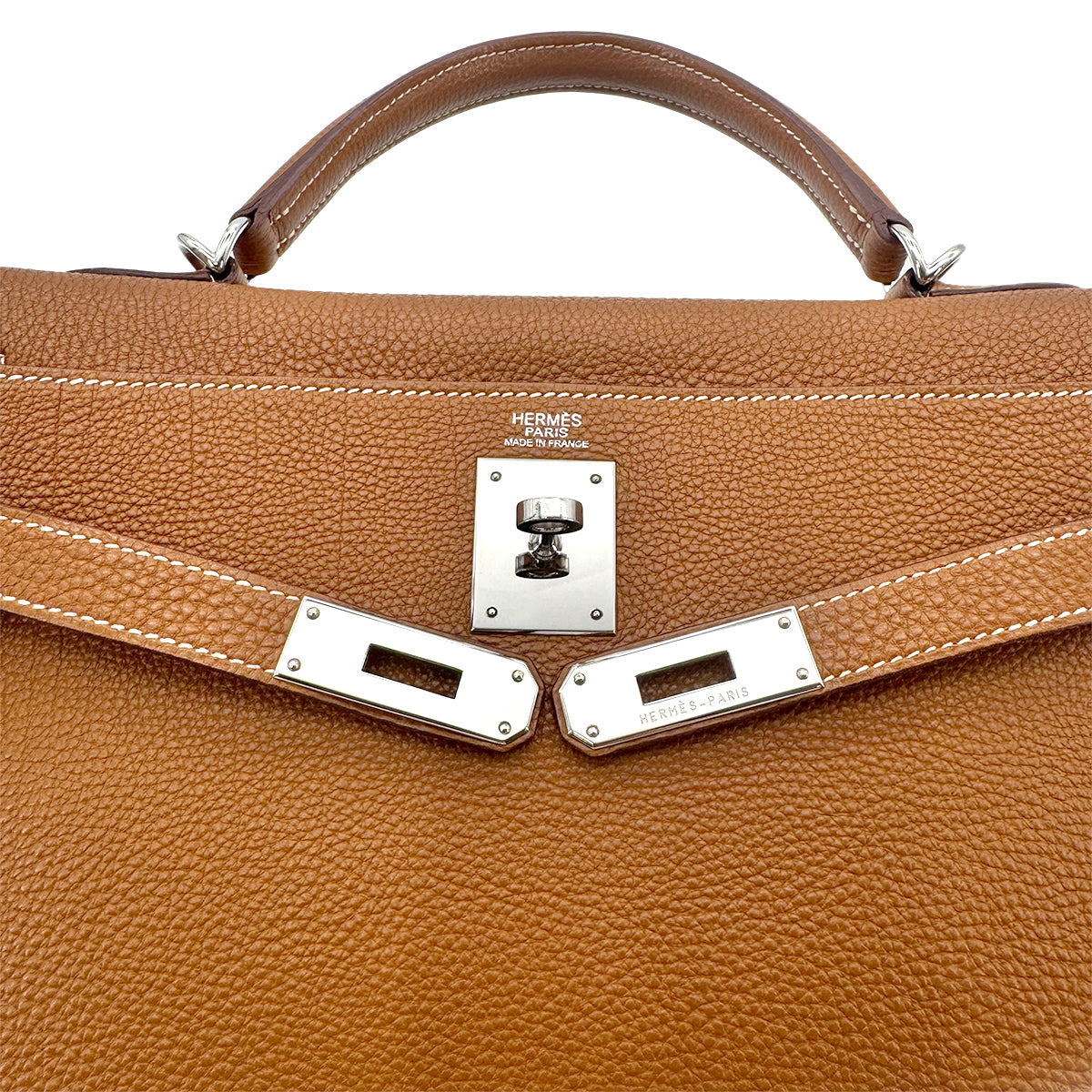 HERMES KELLY 32 RETOURNE GOLD TOGO HAND SHOULDER BAG □K 90277338