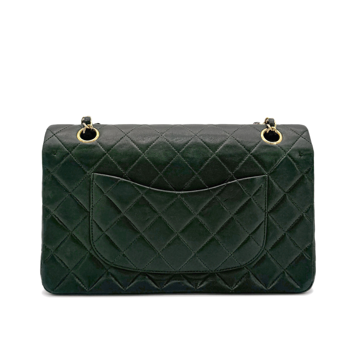 CHANEL VINTAGE CLASSIC FLAP MEDIUM CHAIN SHOULDER BAG GREEN LAMB SKIN 90277553
