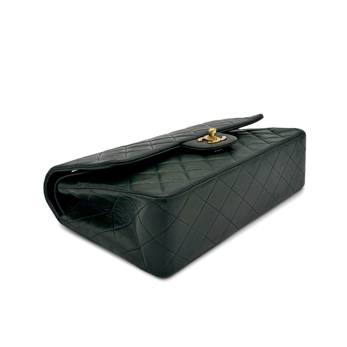 CHANEL VINTAGE CLASSIC FLAP MEDIUM CHAIN SHOULDER BAG GREEN LAMB SKIN 90277553