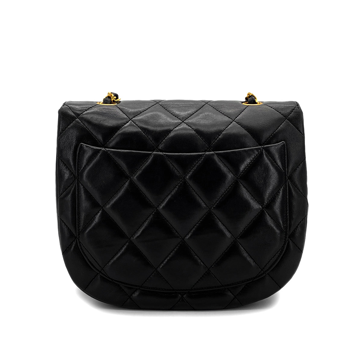 CHANEL VINTAGE MATELASSE BIG COCO CHAIN SHOULDER BAG BLACK LAMB SKIN 90277555