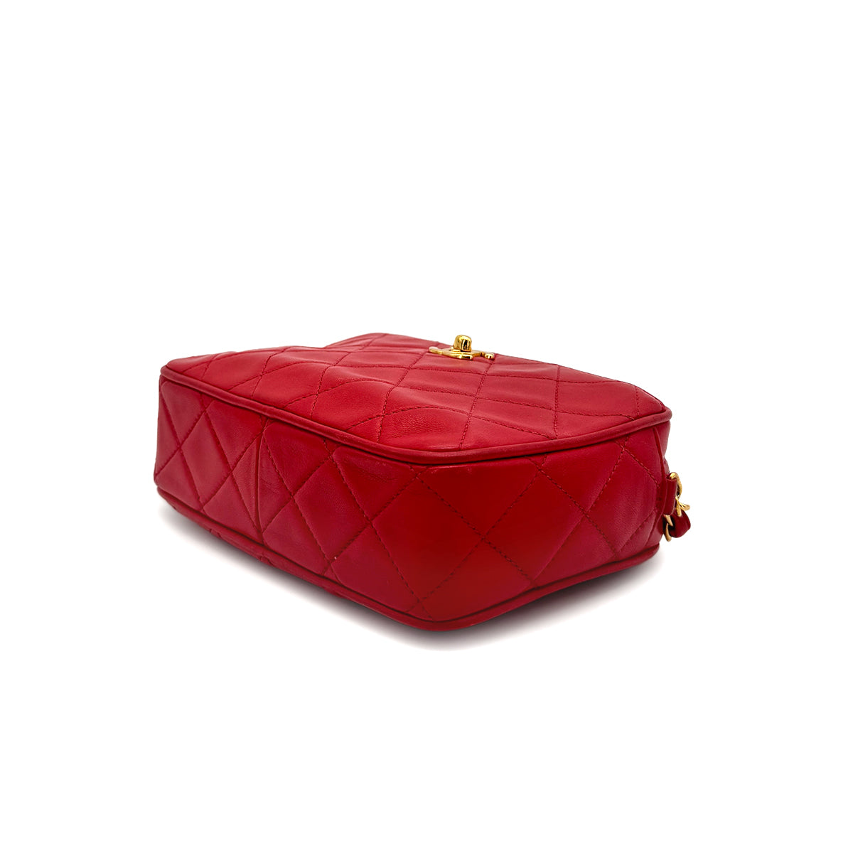 CHANEL VINTAGE MATELASSE CHAIN SHOULDER BAG RED LAMB SKIN 90277710