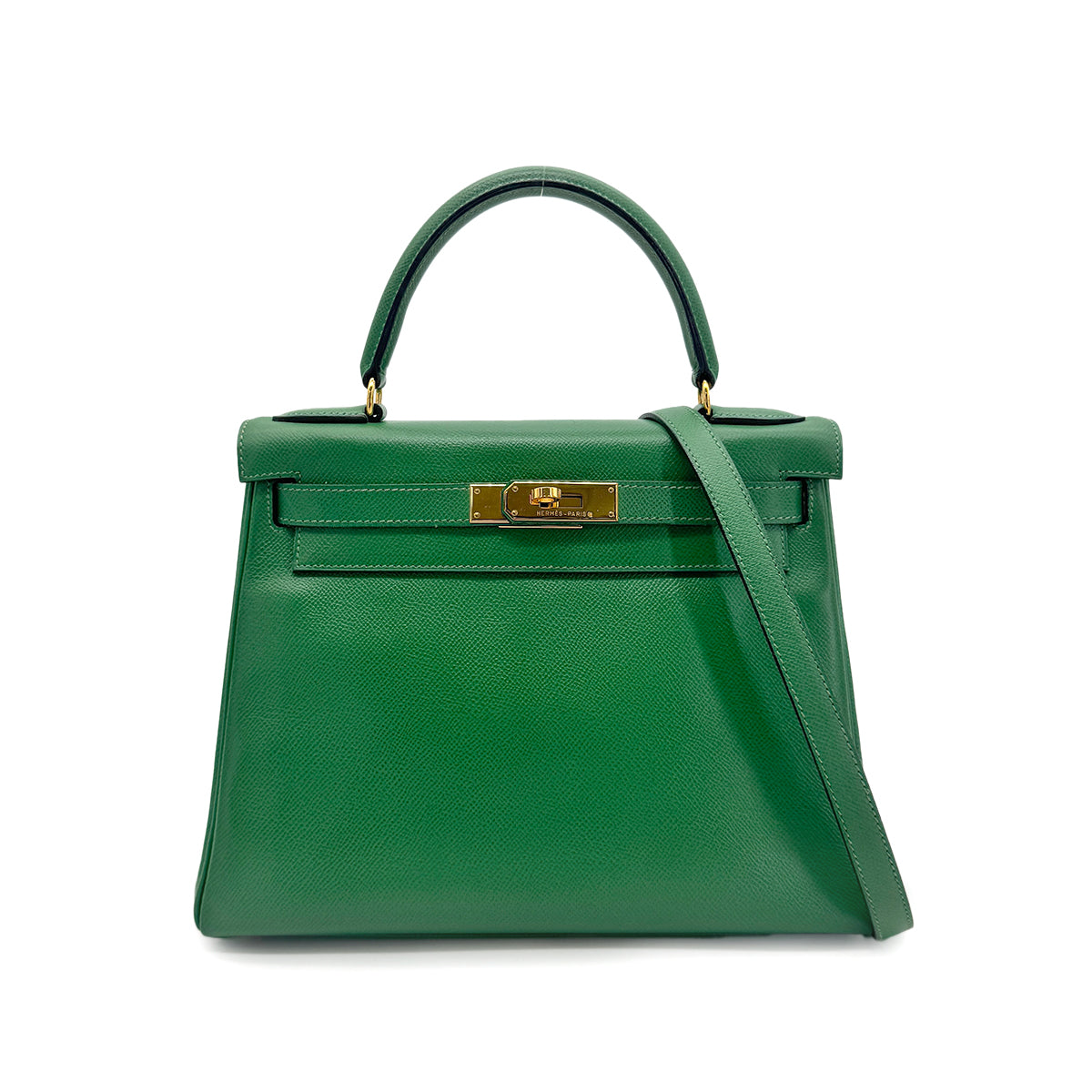 HERMES KELLY 28 RETOURNE GREEN COUCHEVEL HAND SHOULDER BAG 〇Y GHW 90277712